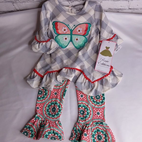 'RARE EDITIONS' TOP & PANTS BUTTERFLY SET - Picture 8 of 15